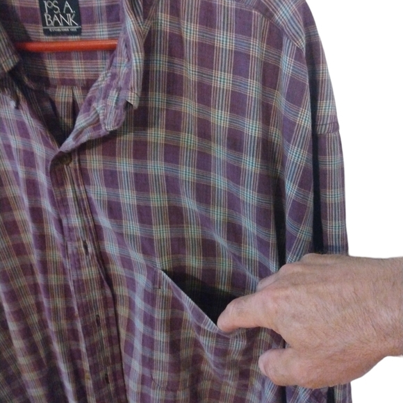 Jos A Bank Button Down Purple Plaid w. Pocket Lightweight Casual Comfortable XXL - Picture 4 of 7